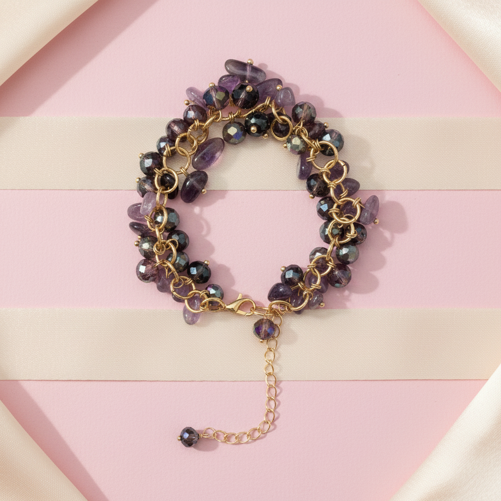Bracelet améthyste - vue à plat
