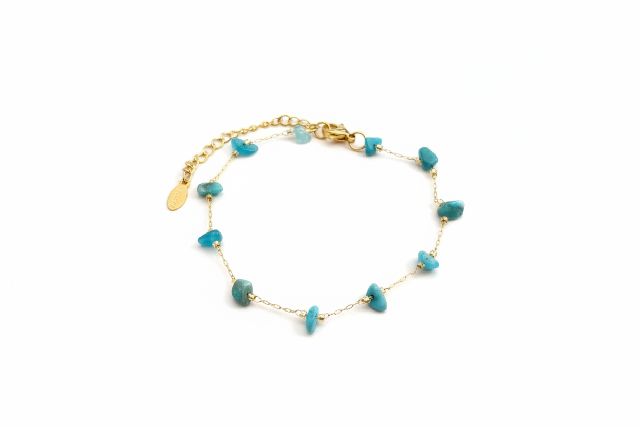 Bracelet Amazonite bleu fond blanc vue 1