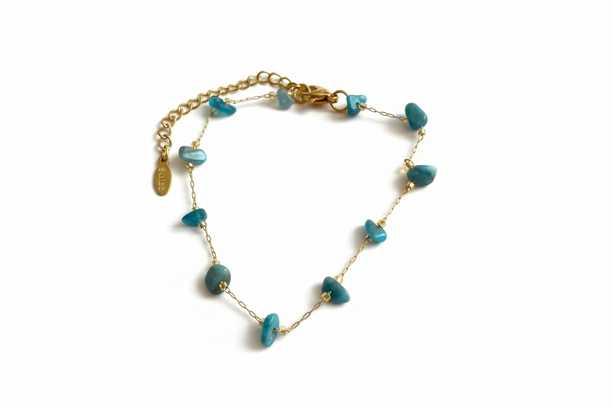 Bracelet Amazonite bleu fond blanc vue 2