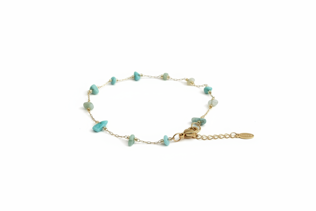 Bracelet Amazonite vert fond blanc vue 2