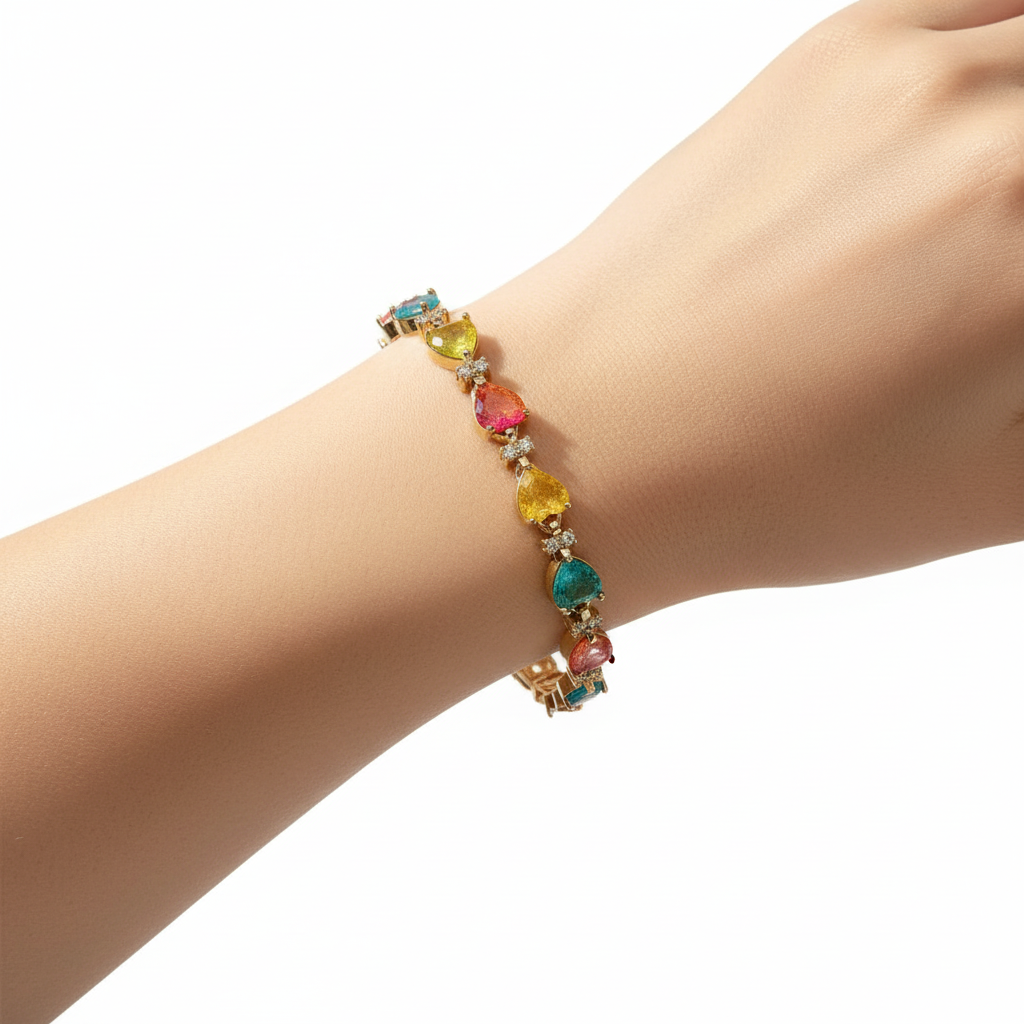 Bracelet cœur de couleurs - Porté illuminé