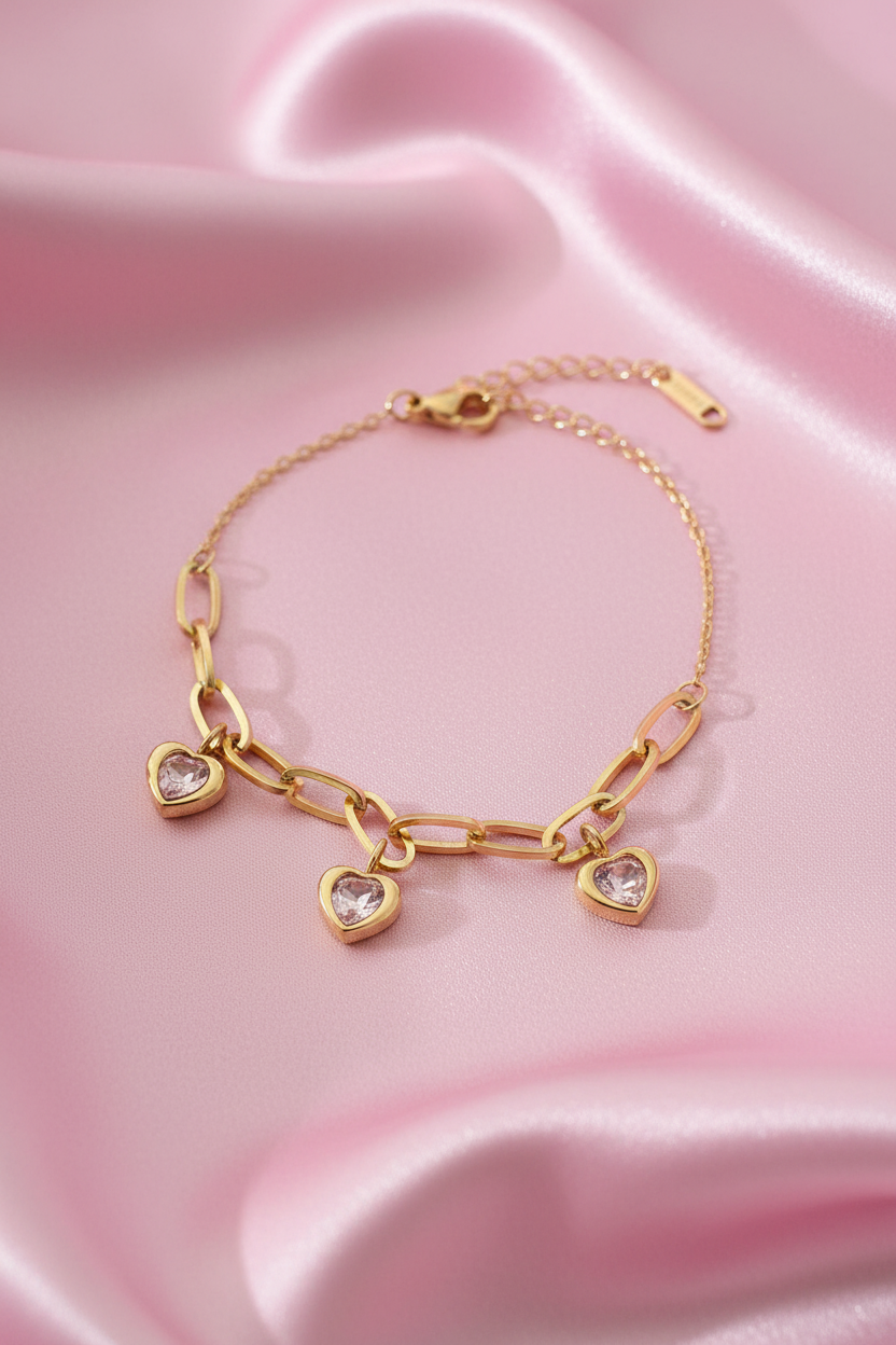 Bracelet cœurs roses