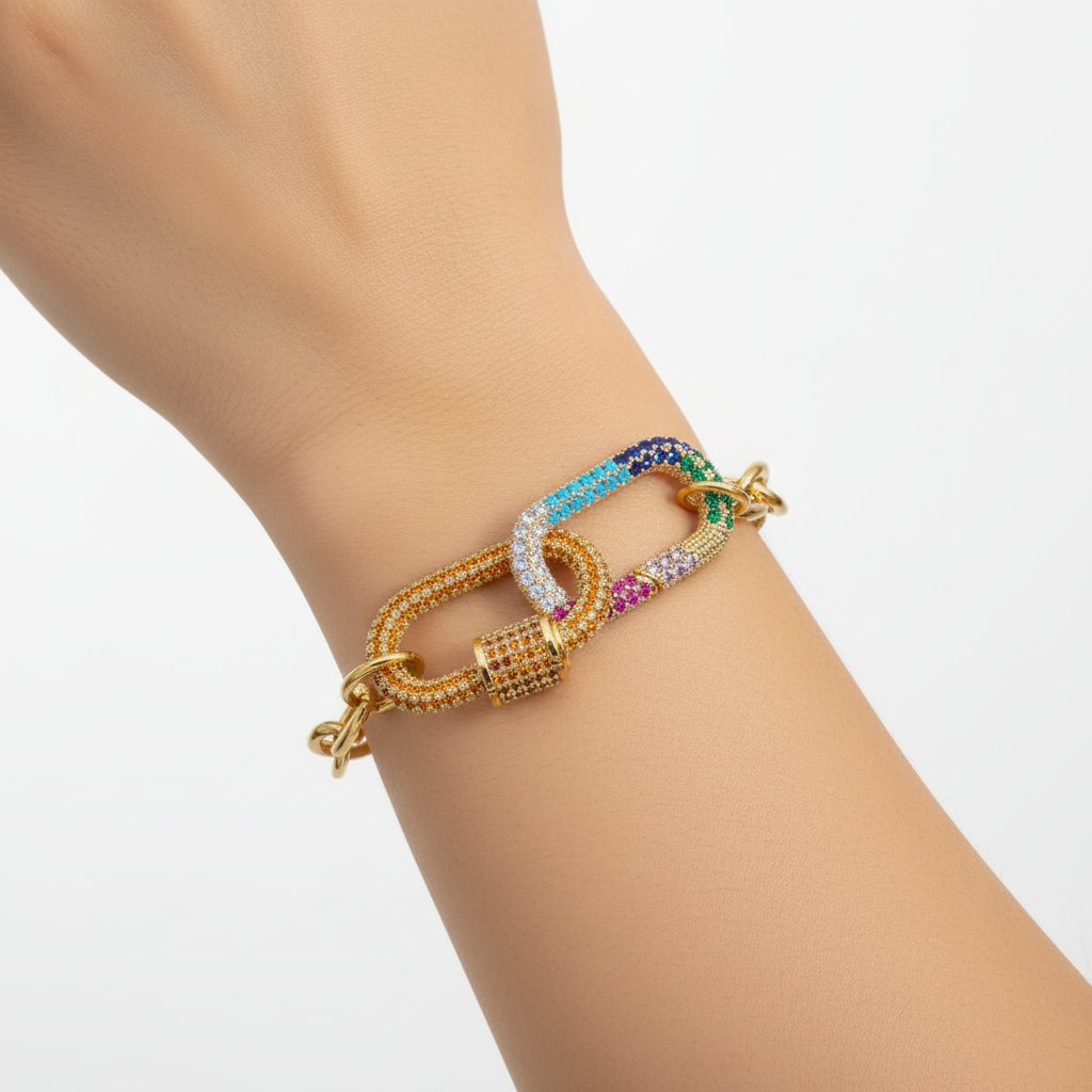 Bracelet carabine double - porté sur poignet