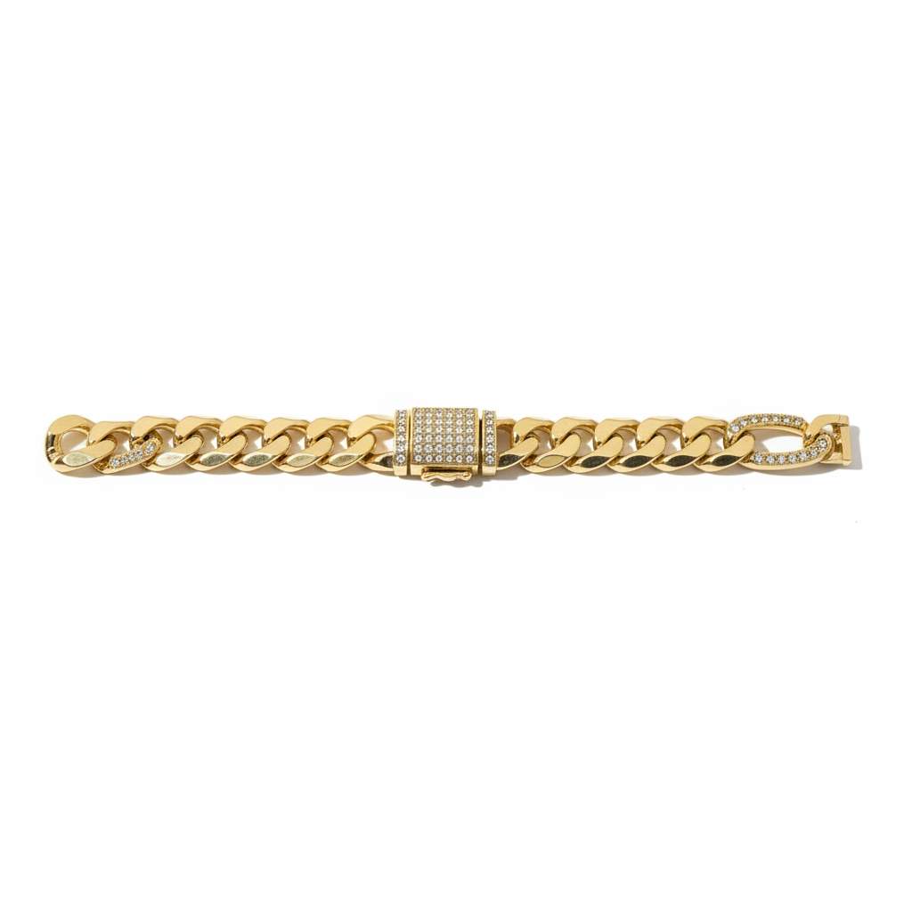 Bracelet chaîne cubaine Louise - À plat rehaussé