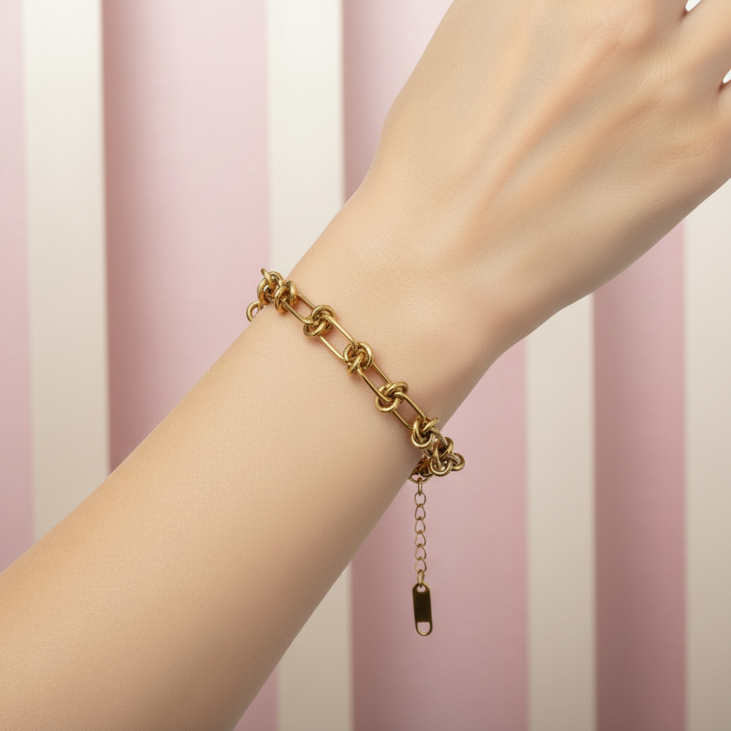 Bracelet chaîne nœuds or - poignet