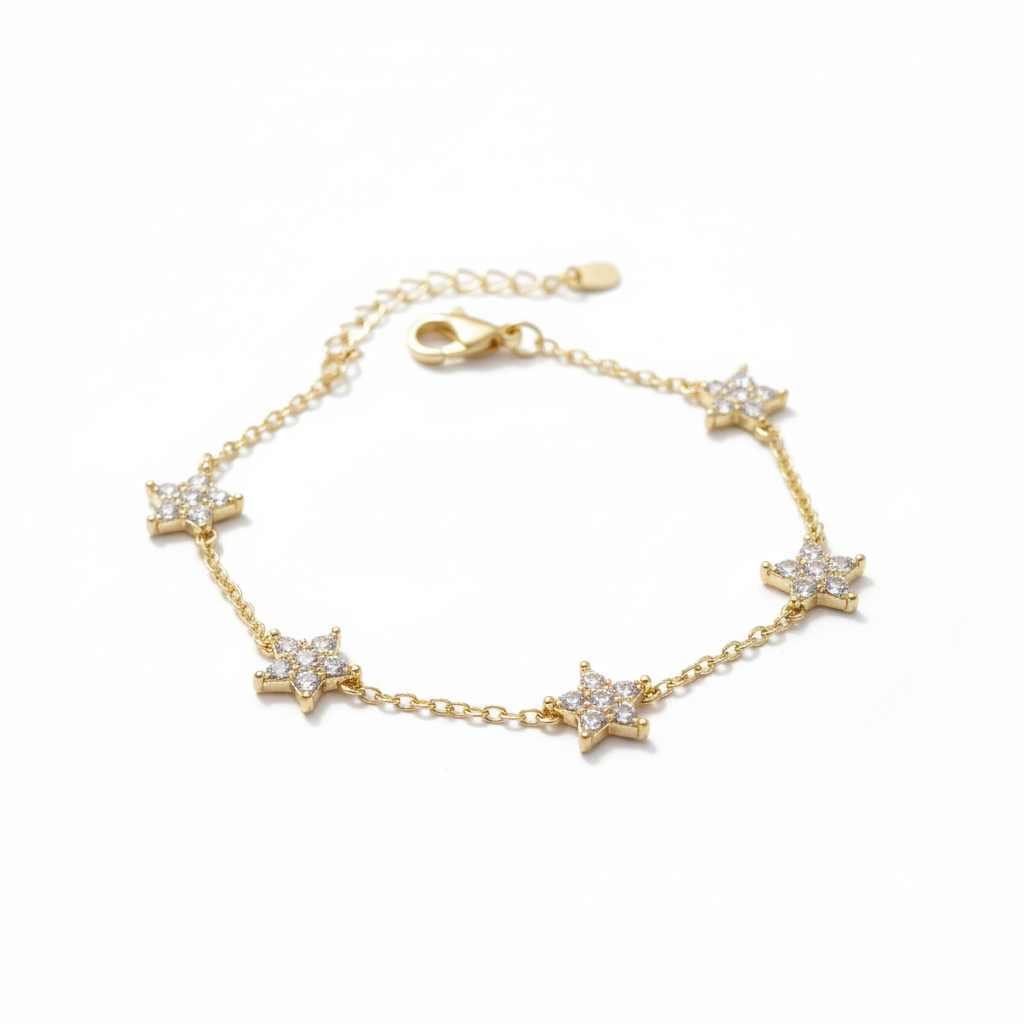 Bracelet Chaîne Étoiles fond blanc