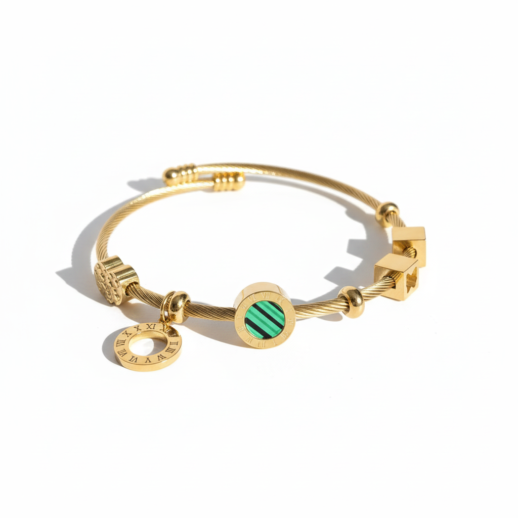 Bracelet Cordon menthe à plat sur fond blanc
