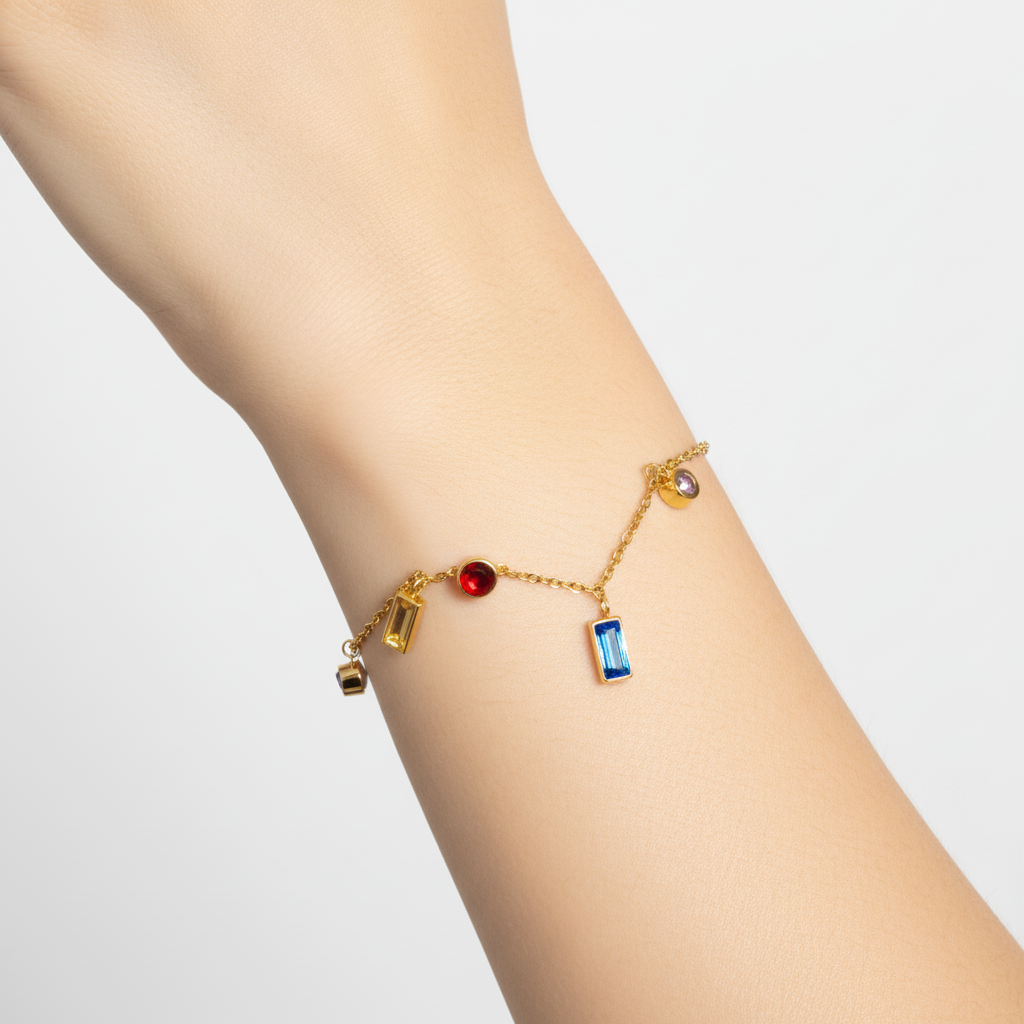 Bracelet cristal de couleur - Vue complète sur bras
