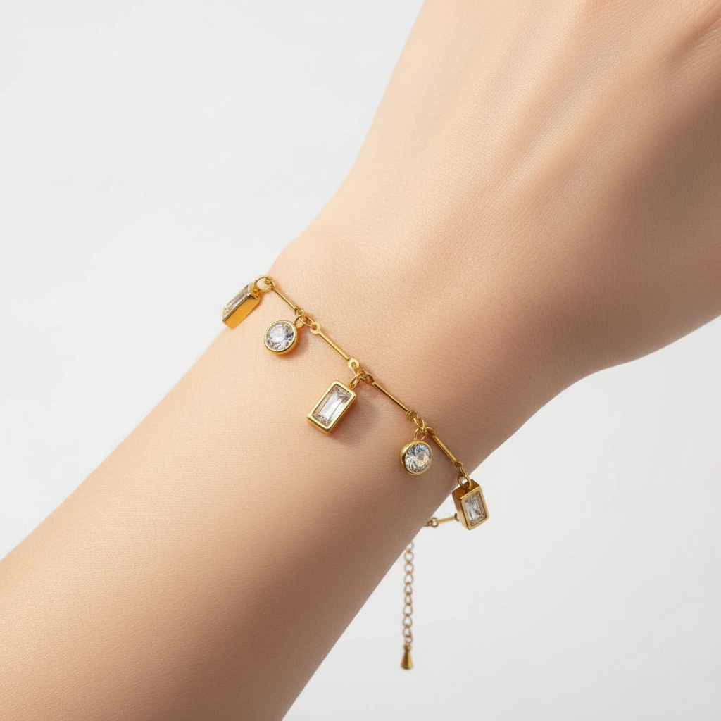 Bracelet cristal nacré - Vue complète sur bras