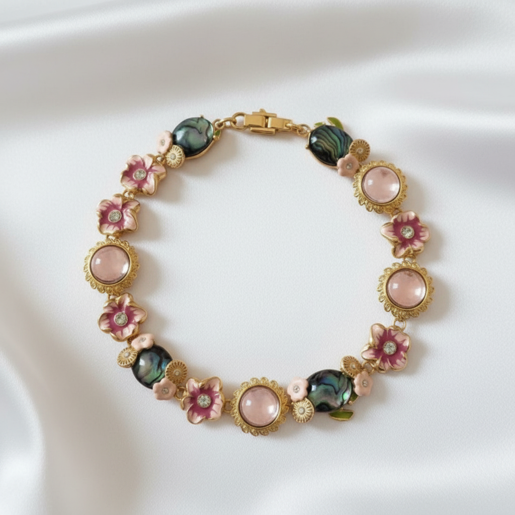 Bracelet fond soie blanche - vue circulaire