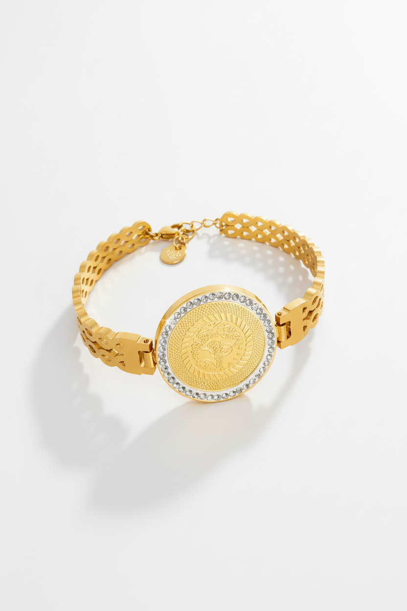 Bracelet médaillon gravé complet fond blanc