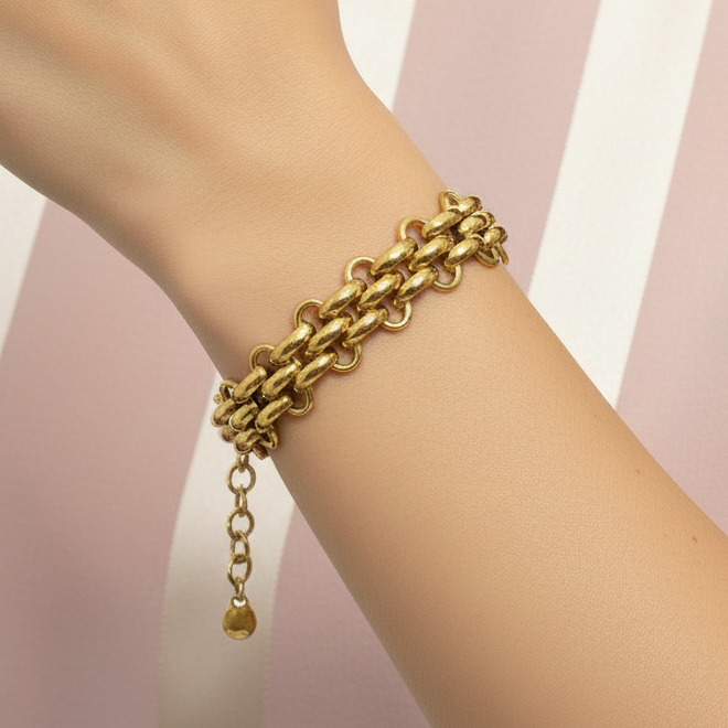 Bracelet maille tressée or - poignet