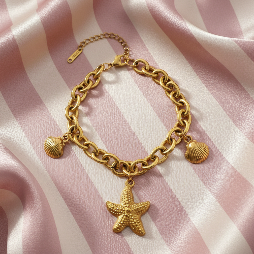 Bracelet marin flat lay - satin rayé
