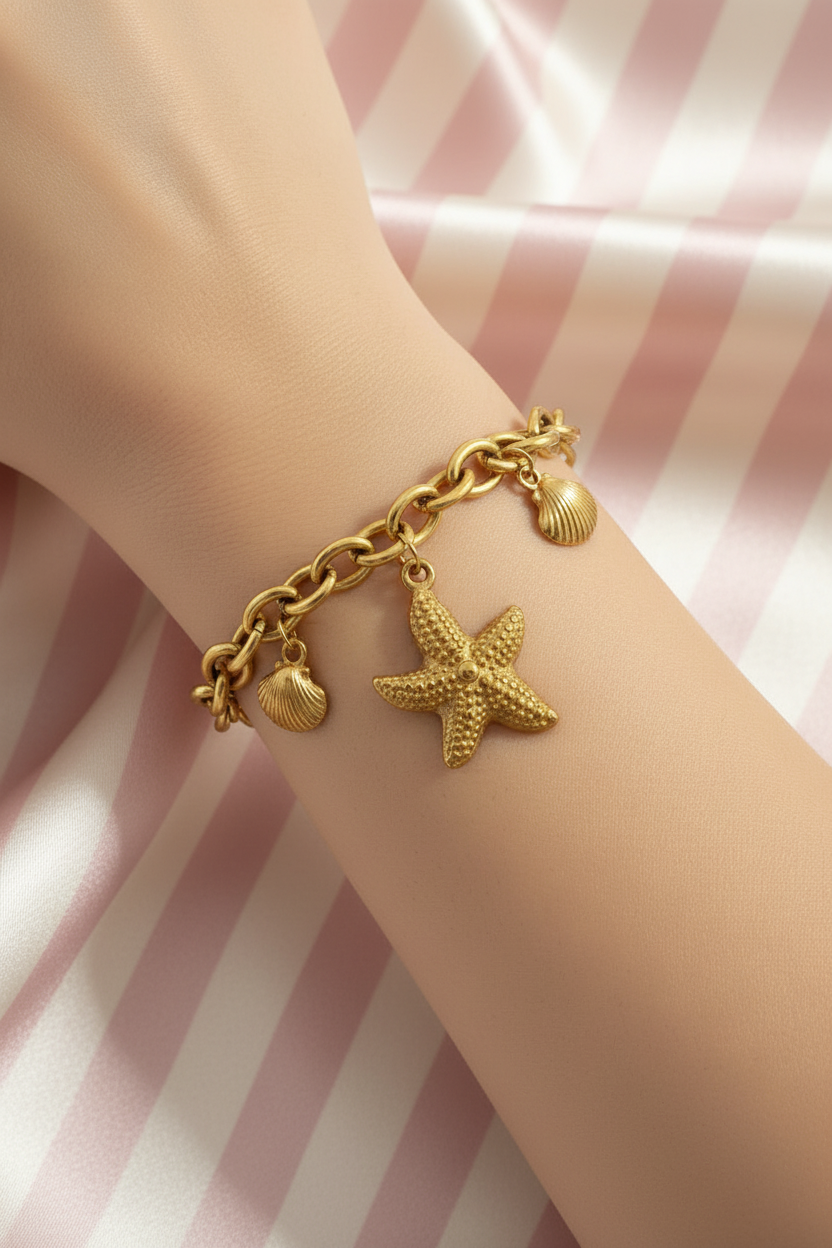 Bracelet marin portée - satin rayé