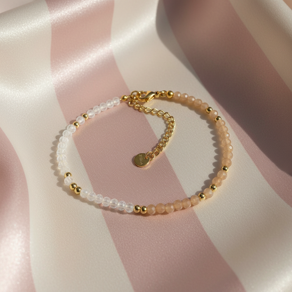 Bracelet moonstone à plat