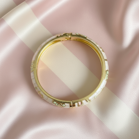 Bracelet nacre top-down - fond rose poudre