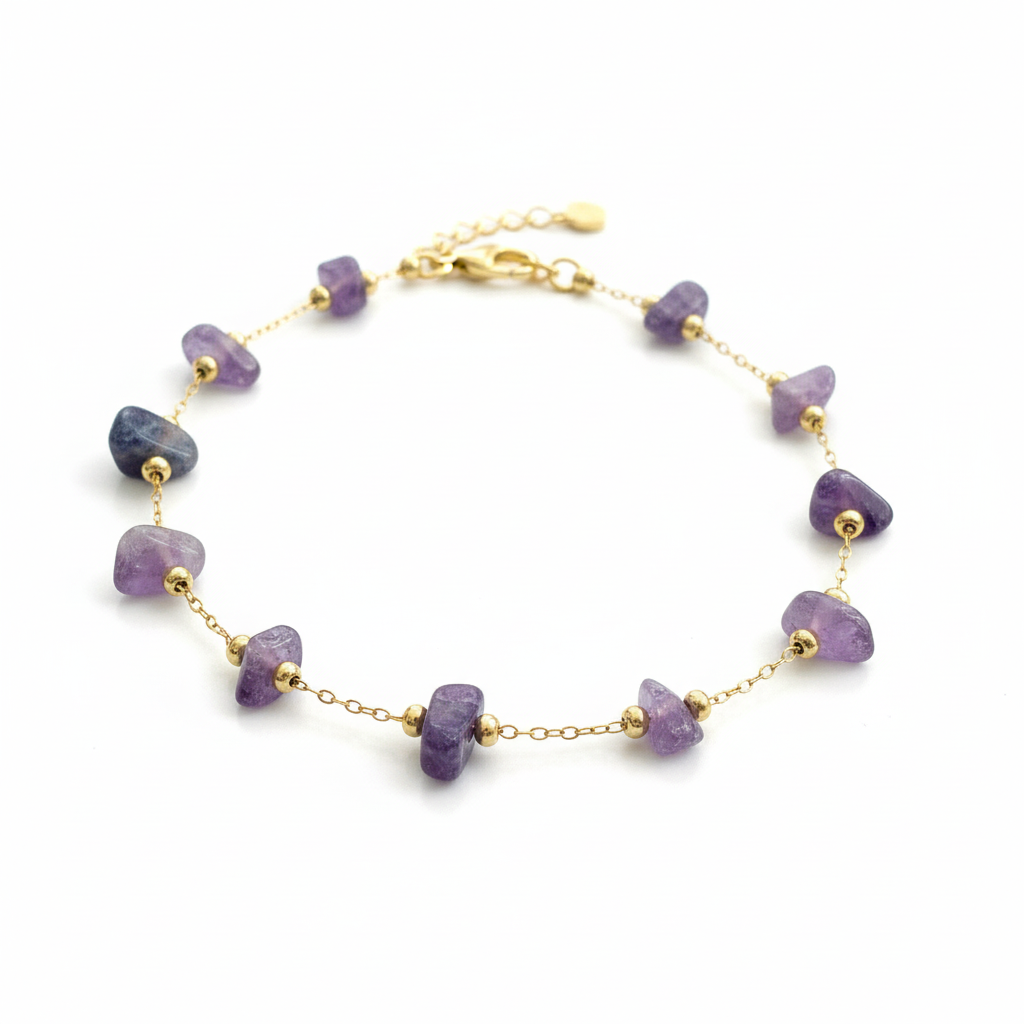 Bracelet pierres naturelles fond blanc - vue 2