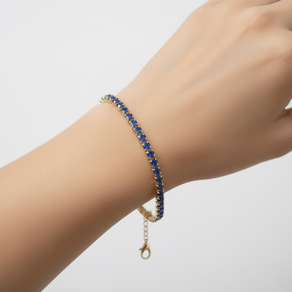 Bracelet Tennis Bleu porté