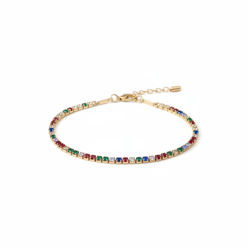 Bracelet Tennis Multicolore fond blanc
