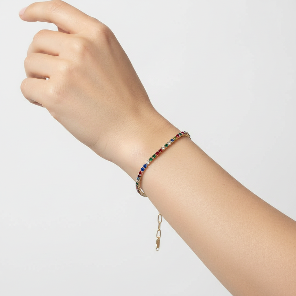 Bracelet Tennis Multicolore porté