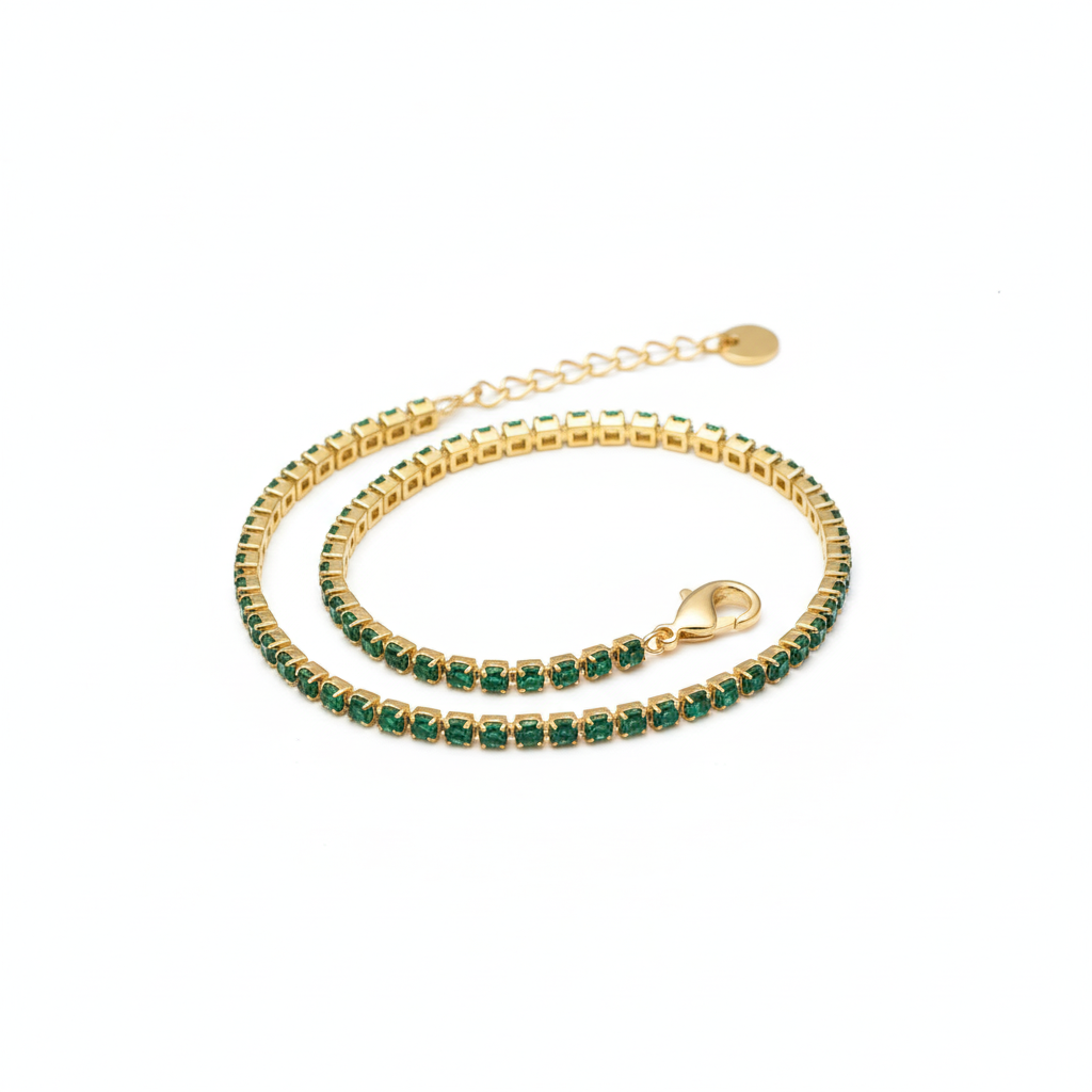 Bracelet Tennis Vert Émeraude angle différent
