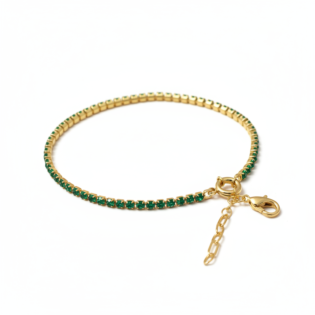 Bracelet Tennis Vert Émeraude fond blanc