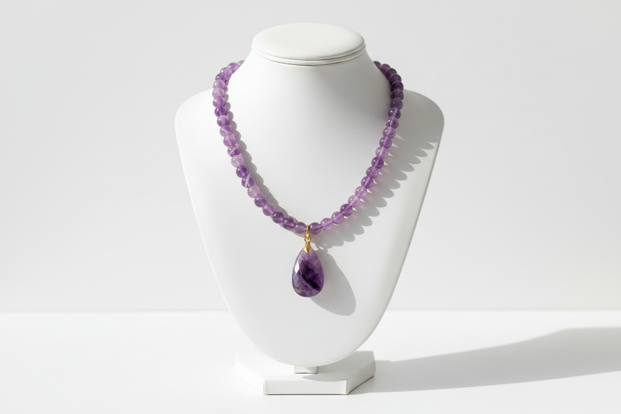 Collier améthyste sur buste
