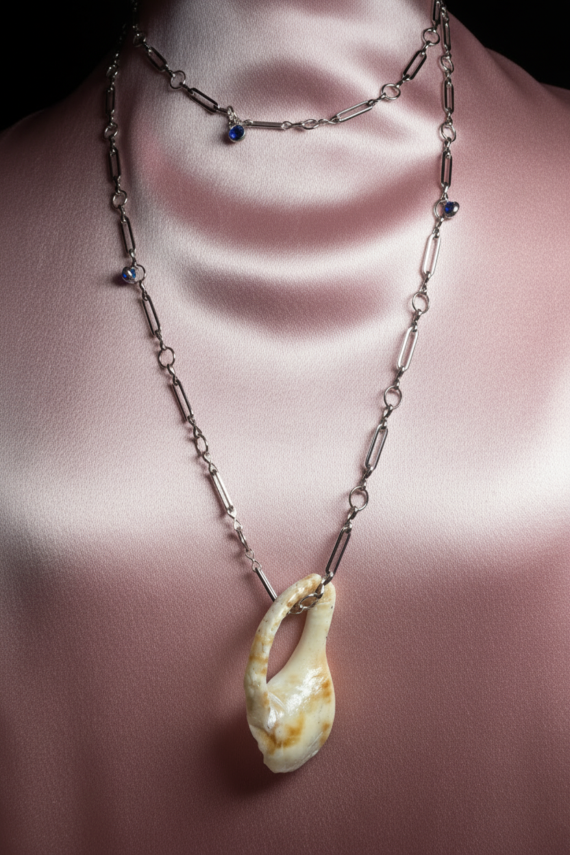 Collier buste fond rose poudré satiné lumineux