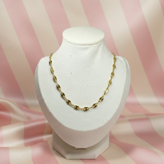 Collier chaîne - fond rayé rose satiné 3