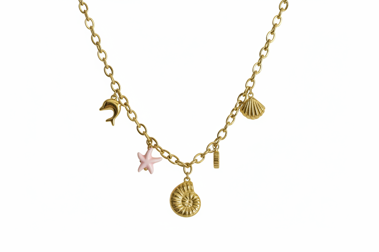 Collier dauphin vue complète fond blanc