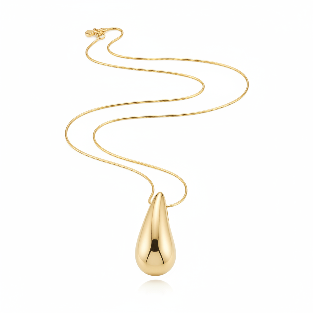 Collier goutte d'or doré subtil à plat