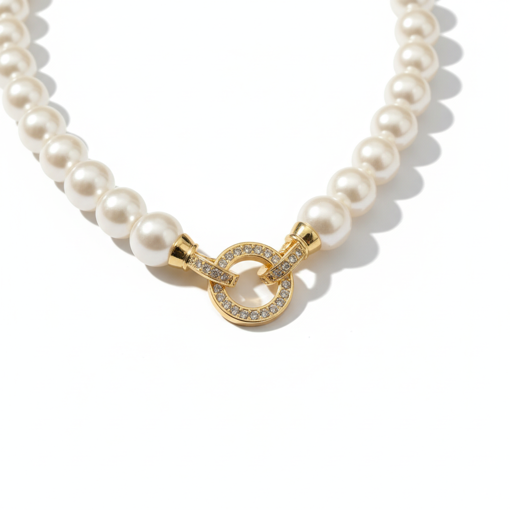 Collier perles fermoir Toggle - détail fermoir