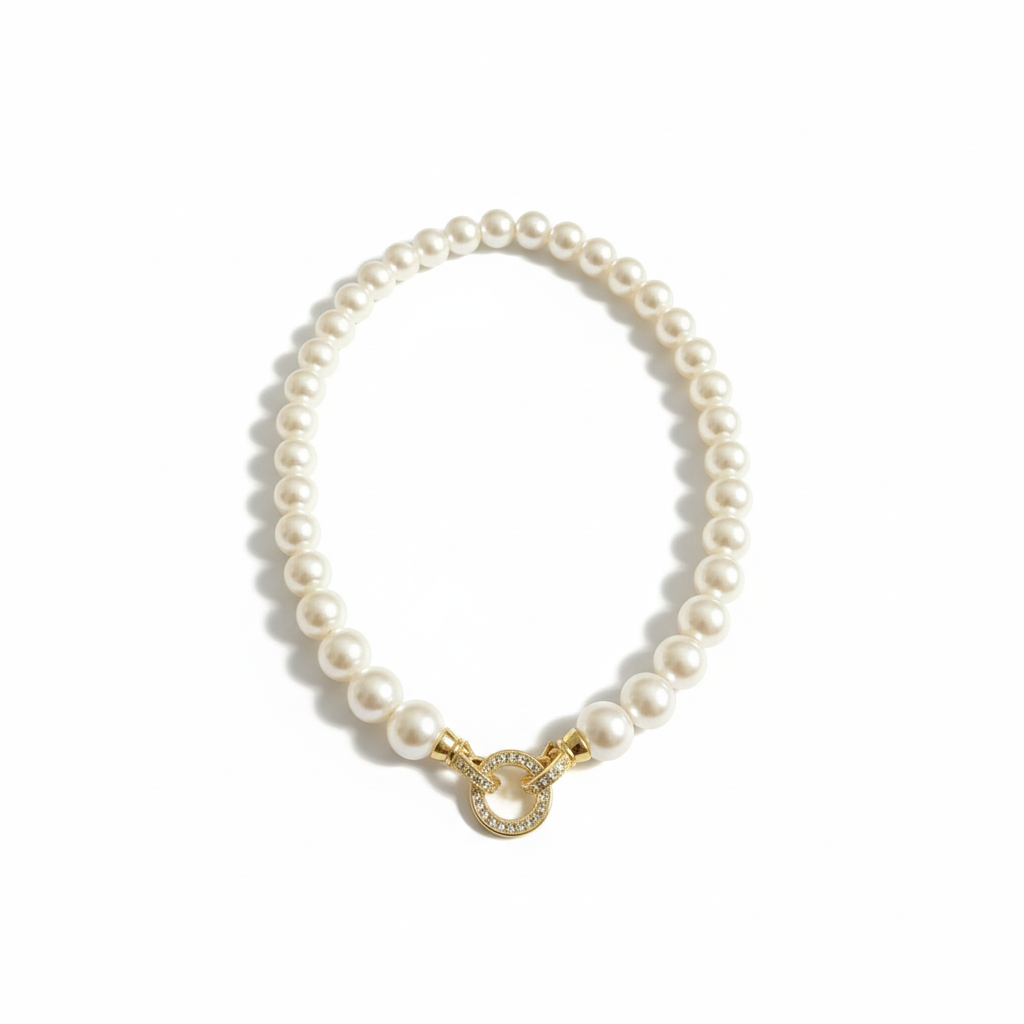 Collier perles fermoir Toggle - vue à plat