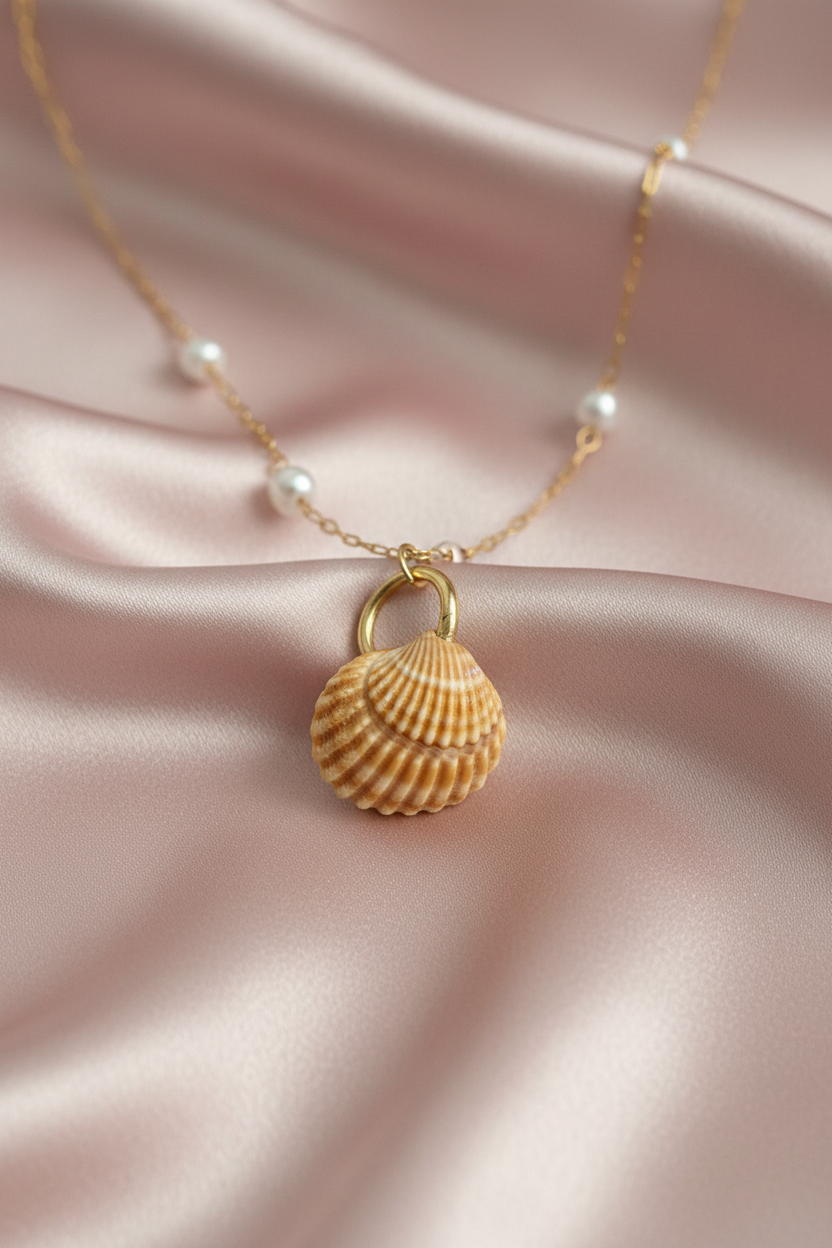 Coquille striée fond rose