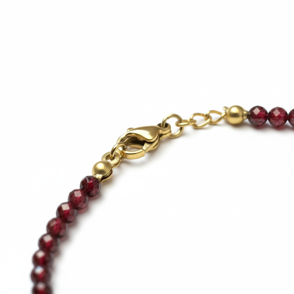 Détail fermoir bracelet grenat