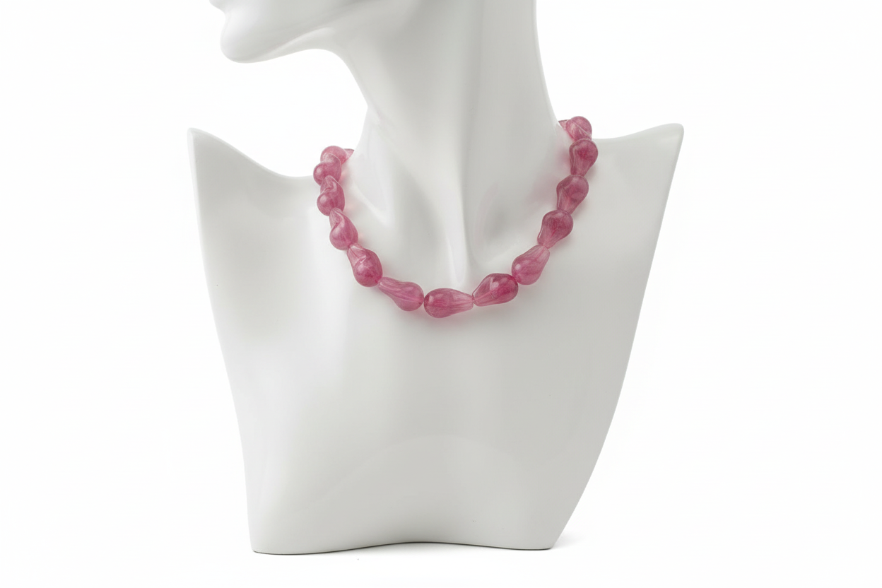 Parure Agate rose sur buste vue 2