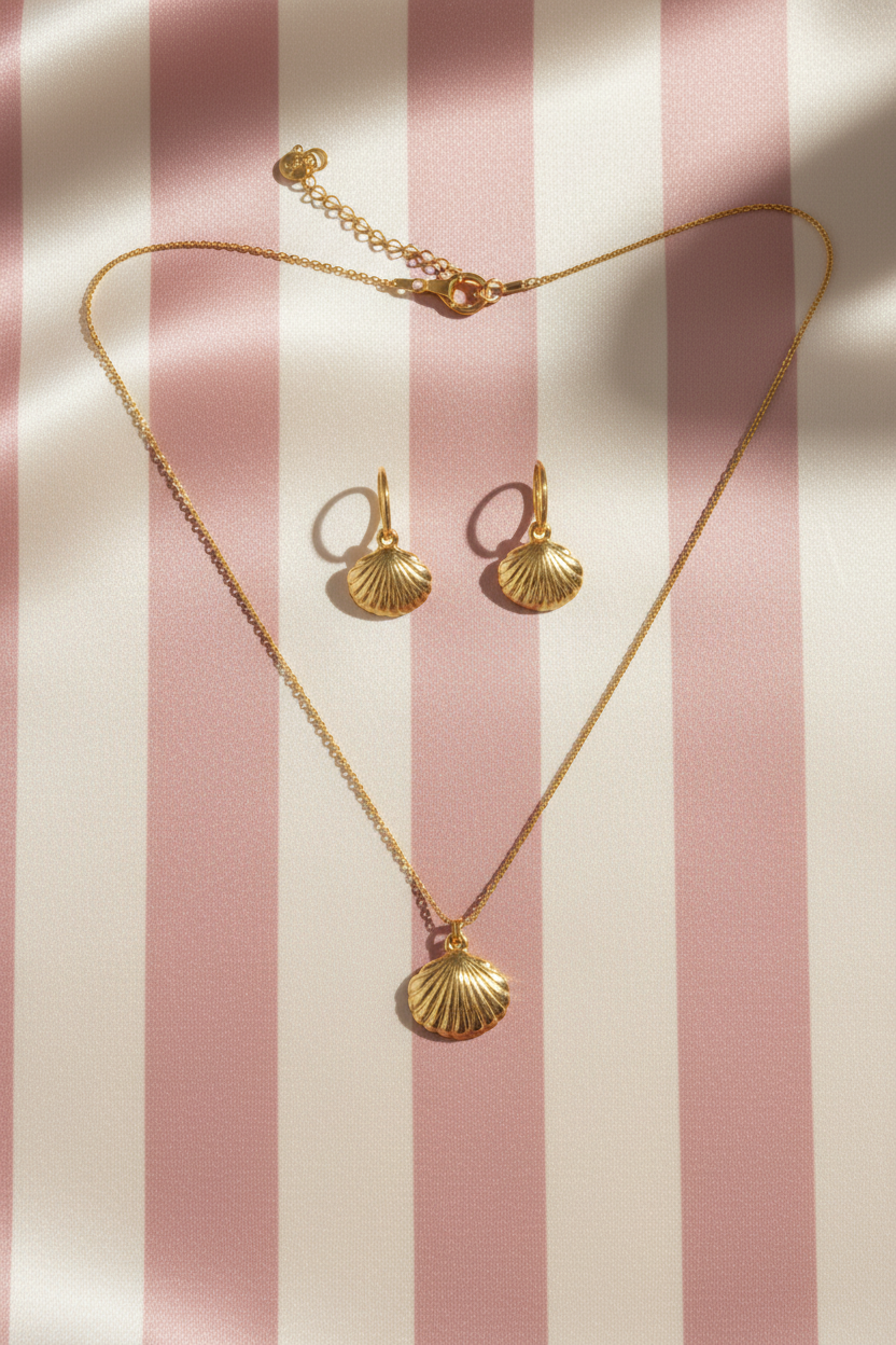 Parure coquillage flat lay - sans buste