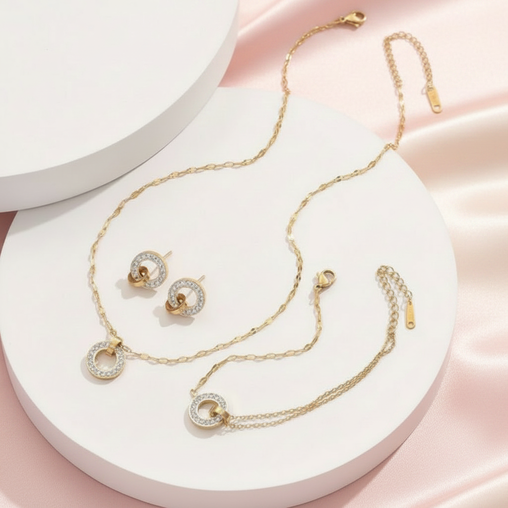 Parure flat lay – rayures satinées