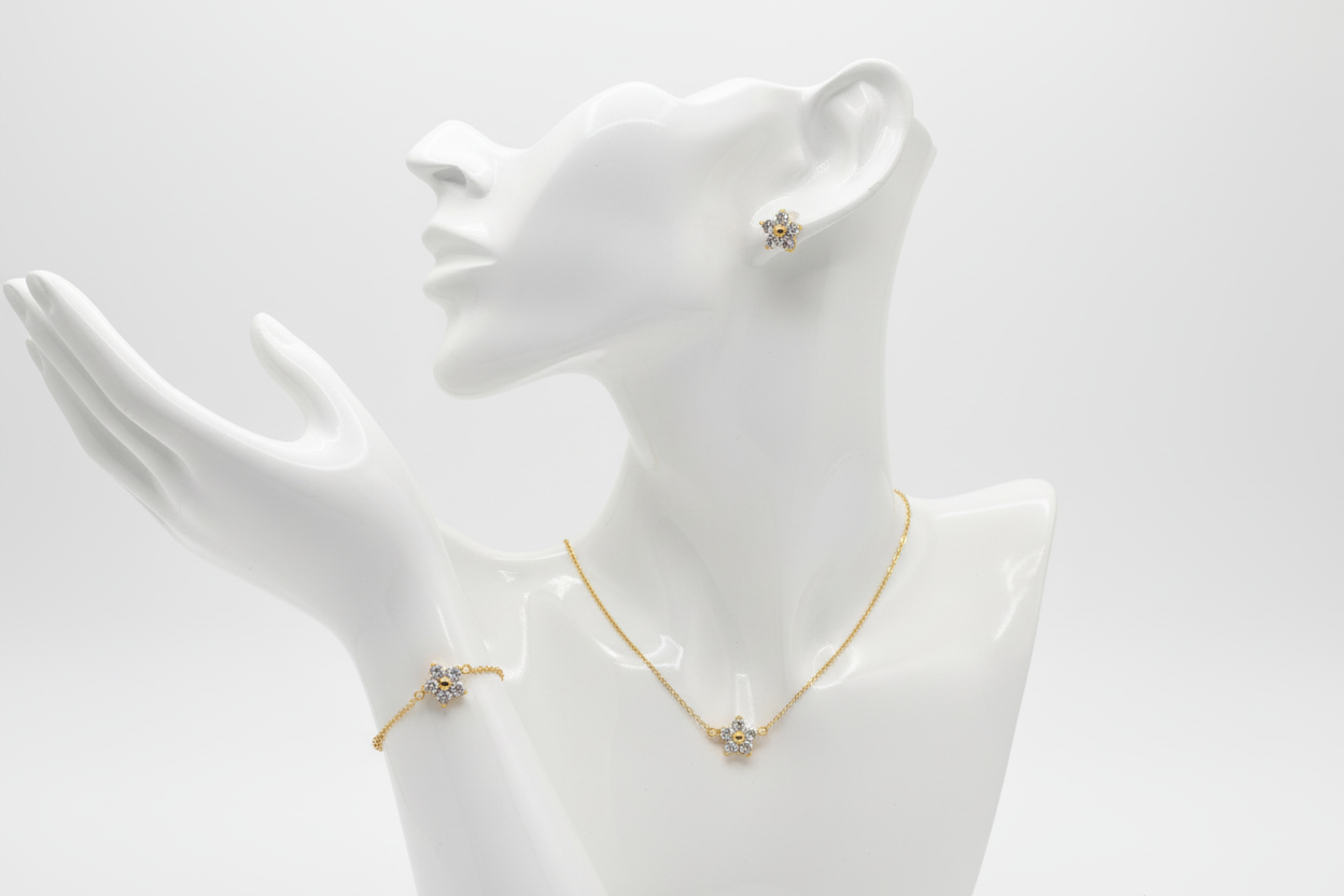 Parure fleur de cristal sur buste 1
