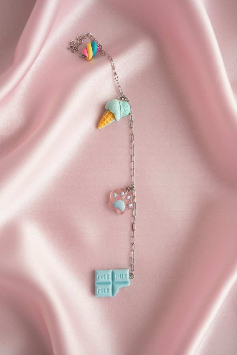 Vue verticale bracelet fond rose poudre